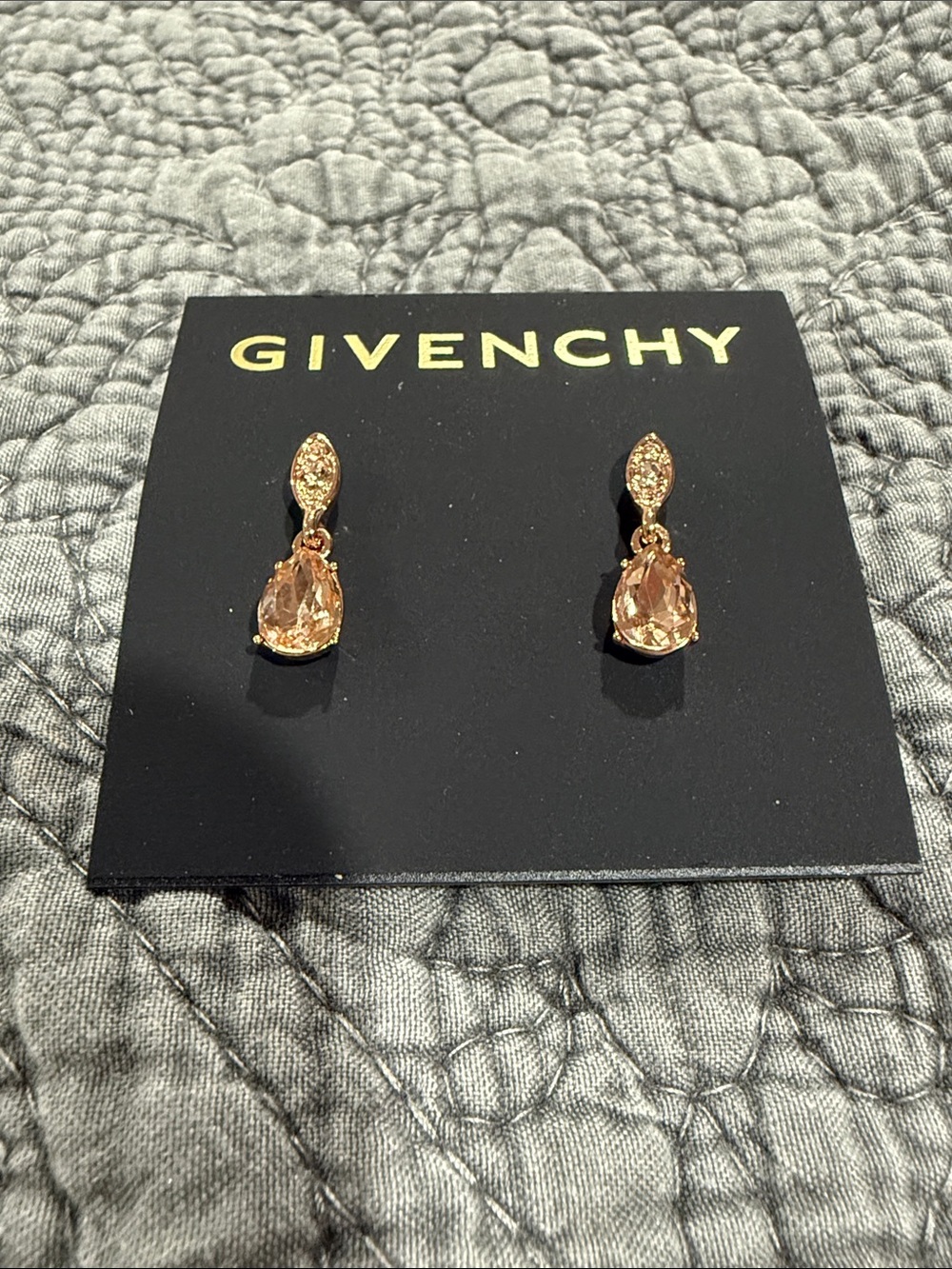 NWT Givenchy Rose-Gold and Blush Teardrop Crystal Earrings